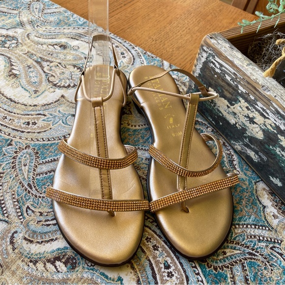 Italian Shoemaker Gold Rhinestone sandal NEW 8.5 - Picture 3 of 9